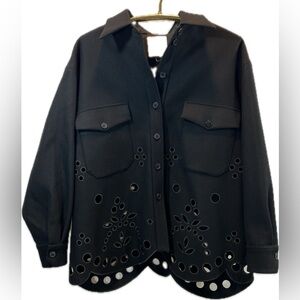 NWOT MANTU Women's Wool Blend Cut Out Coat Jacket Size 42 Made in Italy